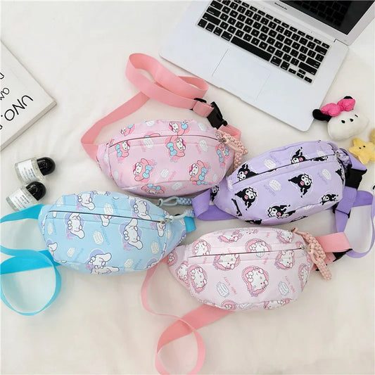 Kawaii Chest Bag Cinnamoroll Kuromi Phone Package Shoulder Bag Waist Storage Pouch My Melody Hello Kitty Coin Purse Gift