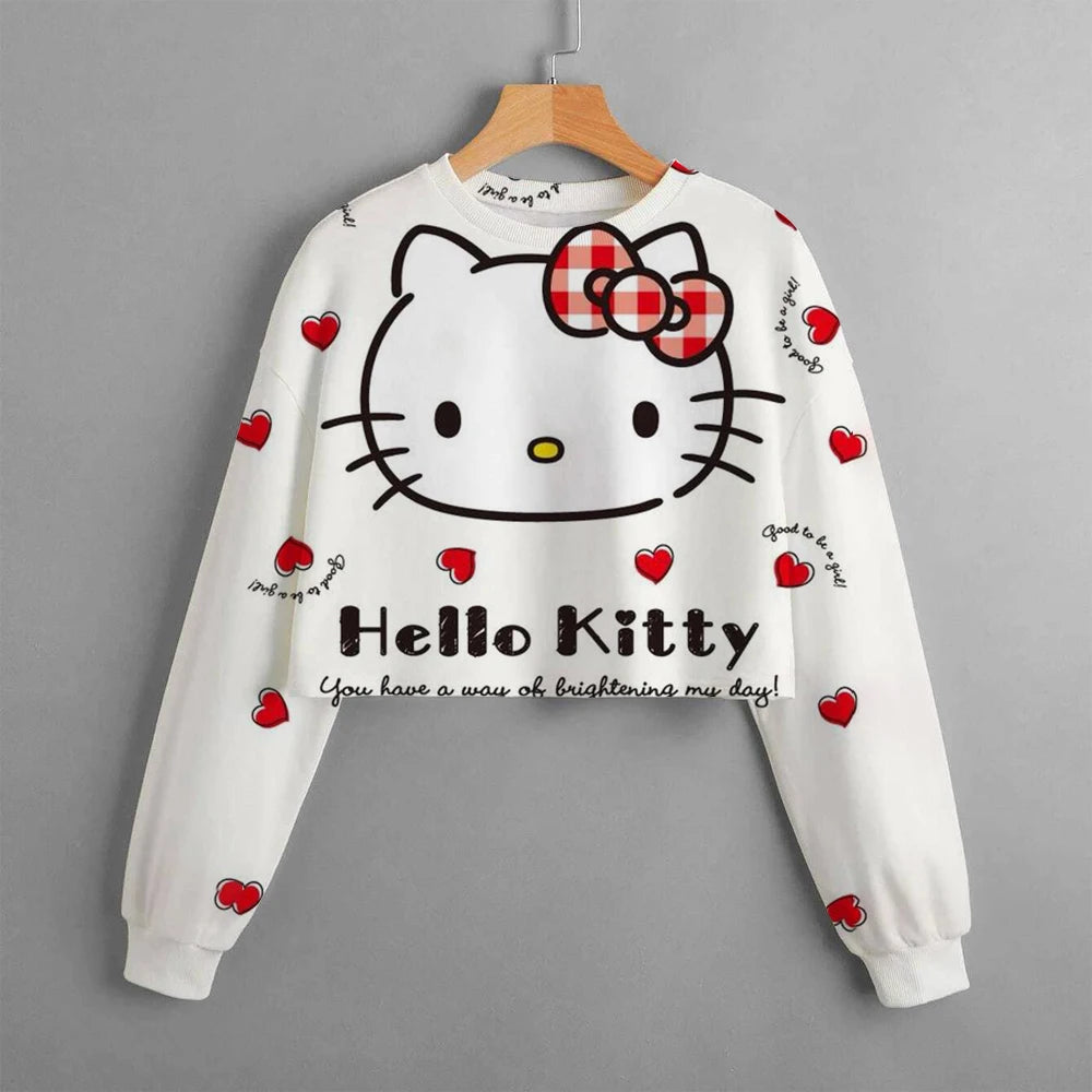 Hello Kitty Kuromi Hoodie Pattern Long sleeved Top for Children and Girls Outdoor Sports Top Sweatshirt