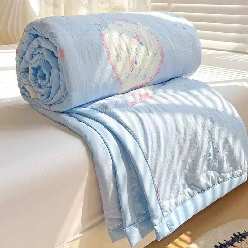 2025 New Summer Air Conditioner Quilt Kuromi Hello Kitty Children's Nap Quilt Office Blanket Cute Class A Washed Cotton