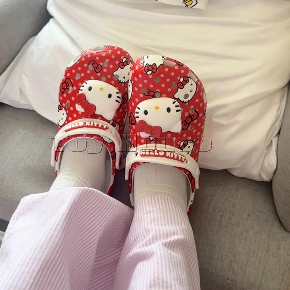 Hello Kitty Hole Sandals Slippers Kt Cat Sandals Kawaii Eva Anime Home Beach Shoes Summer Slippers Adult Kids Gift