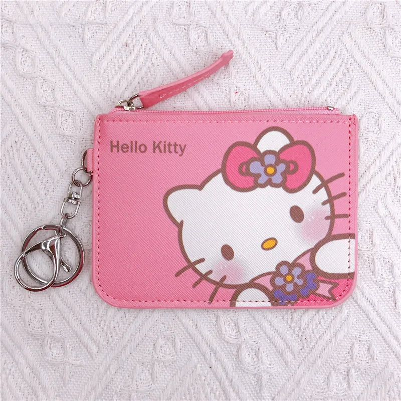 Kawaii Hello Kitty Wallet Melody Kuromi Cinnamoroll Coin Purse Women Anime Children Pu Card Holder Girls Christmas Gifts