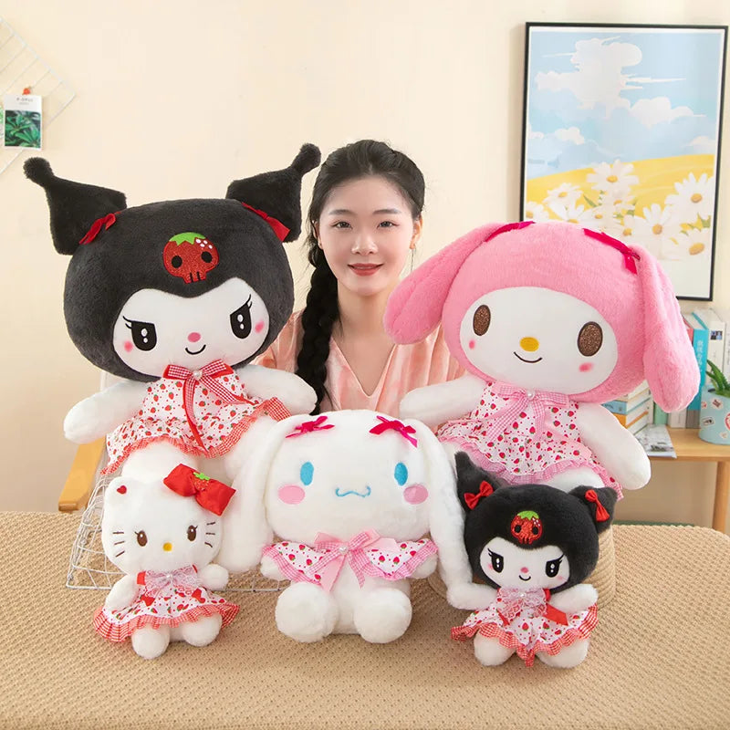 Kawali Kuromi Hello Kitty My Melody Cinnamoroll Pillow Plush Toys Plushie Keychain Stuffed Doll for Kids Christmas Gift