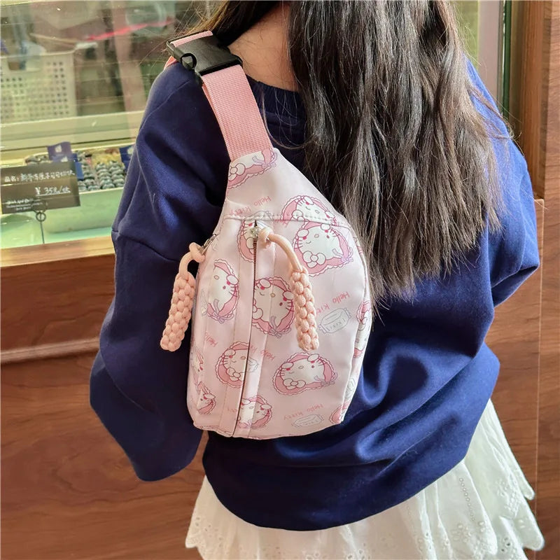 Kawaii Chest Bag Cinnamoroll Kuromi Phone Package Shoulder Bag Waist Storage Pouch My Melody Hello Kitty Coin Purse Gift