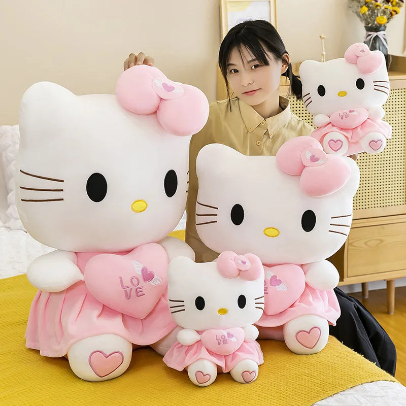 Hello Kitty Pink Plush Stuffed Toys Anime Cartoon Plushie Doll Soft Stuffed Pillow Toys For Children Birthday Xmas Gifts