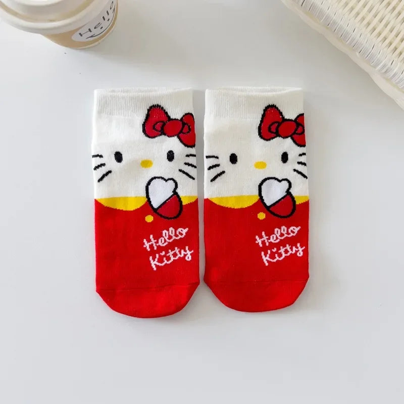 Hello Kitty Cartoon Women's Socks Cute Animal Socks Spring Summer Fall Boat Socks Fashion Everything with Preppy Look