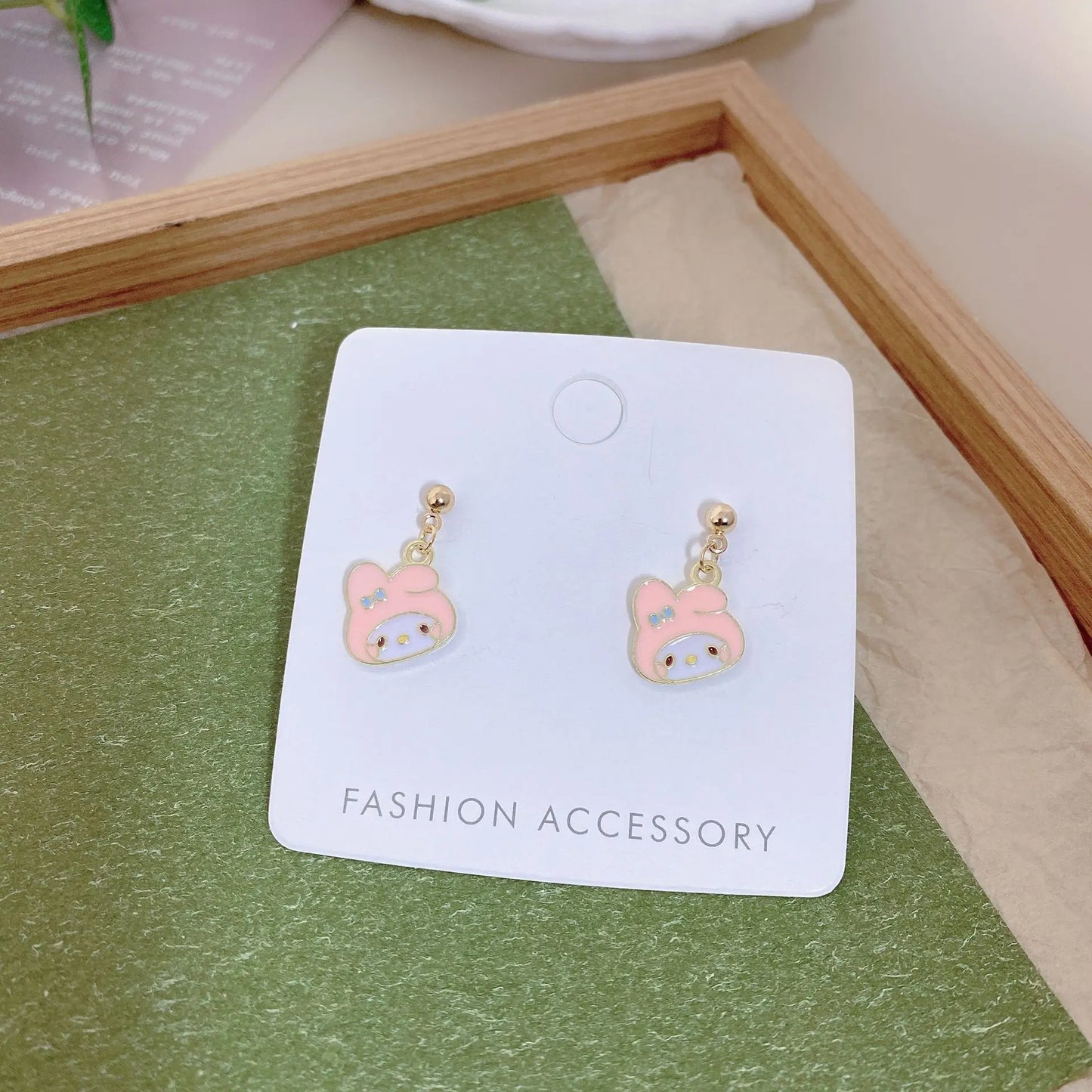 Anime Cute Hello Kitty Kuromi Melody Cartoon Silver Needle Earrings Cinnamonroll Student Girl Earrings Dress Up