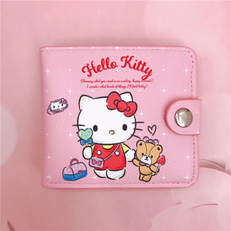 Kawaii Pu Casual Money Bag Hello Kitty Cinnamoroll My Melody Kuromi Coin Purse Card Holder Wallet With Buttons