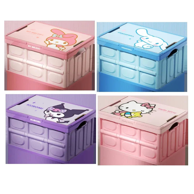 Sanrio Kawaii Anime Hello Kitty Car Trunk Storage Box Cute Outdoor Camping Portable Glove Box Foldable Car Storage Box Kids