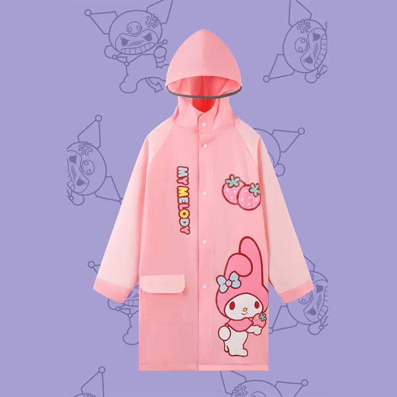 Cinnamoroll Kuromi Anime Kawaii Children Raincoat Cute Cartoon My Melody Boys Girls Waterproof Rain Coat Kids Gifts