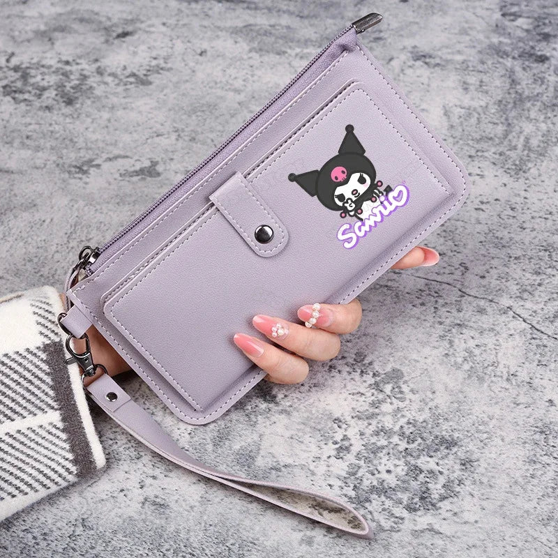 Hello Kitty Kuromi Women Wallets PU Leather Female Purse Multi-Cards Holder Coin Foldable Wallet Zipper Billfold Hipster Credit