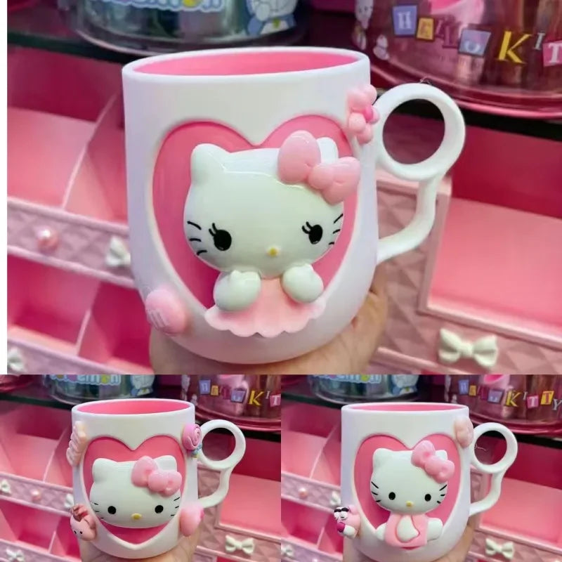 Hello kitty New Cartoon Kawaii Couple Mouthwash Cup Cartoon Sanrio Creative Girly Heart Children's Home Brushing Mouthwash Cup