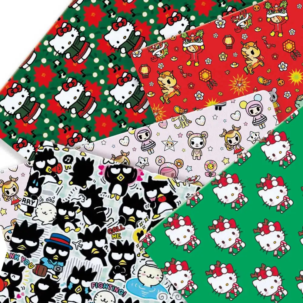 Hello Kitty 140x50CM Cartoon cotton fabric Patchwork Tissue Kid Home Textile Sewing Doll Dress Curtain Polyester cotton Fabric