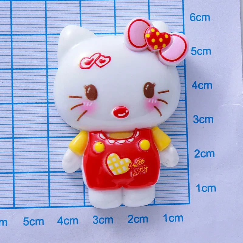 2pcs Glossy Cartoon Large Hello Kitty Resin Flatback Cabochons for DIY Jewelry Making Sanrio Kt Hair Accessories Clip Material