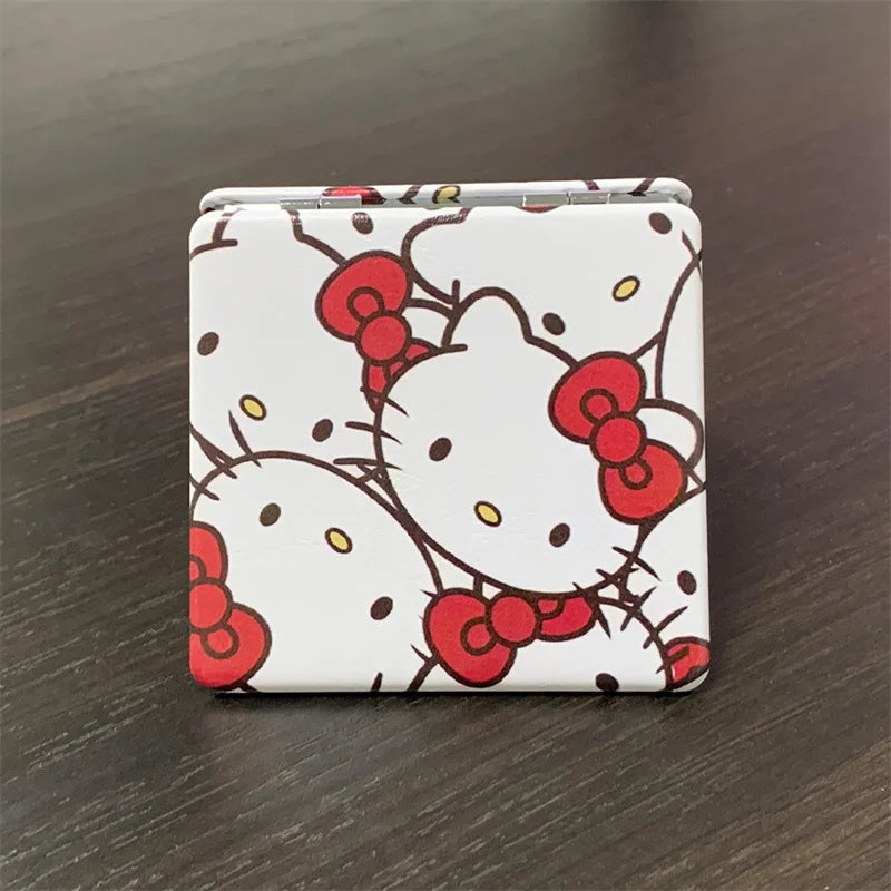 Hello Kitty Mirror Portable Small Mirror Hello Kitty Portable Folding Mirrors Double-Sided Pattern Makeup Gift For Girl