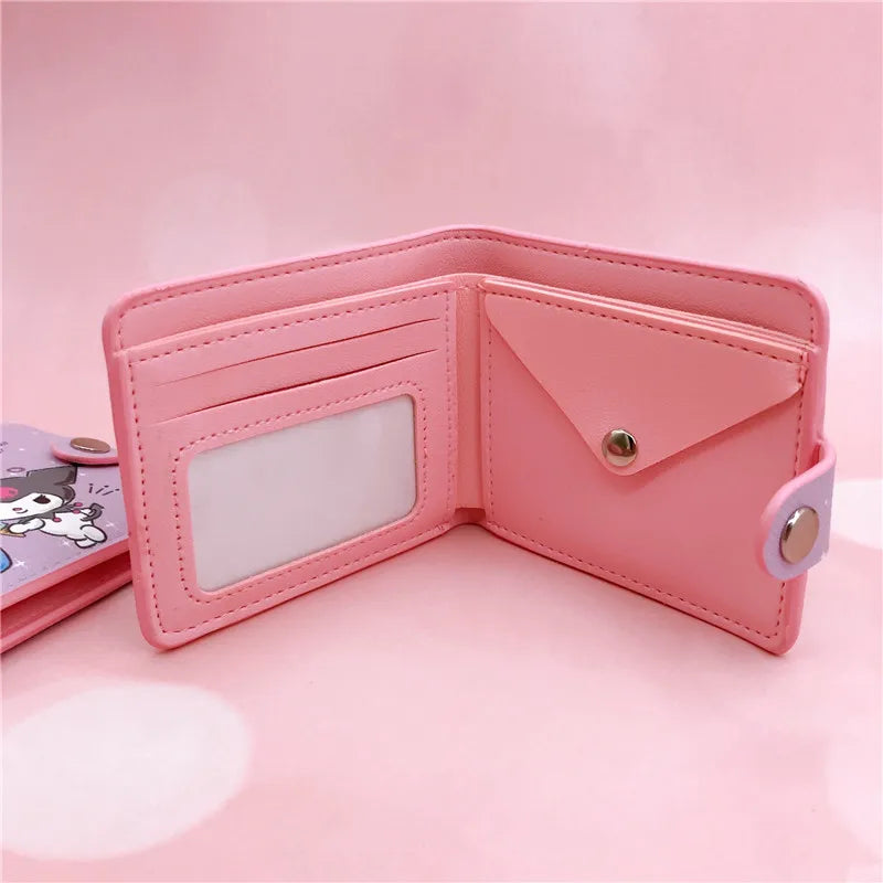 Kawaii Pu Casual Money Bag Hello Kitty Cinnamoroll My Melody Kuromi Coin Purse Card Holder Wallet With Buttons