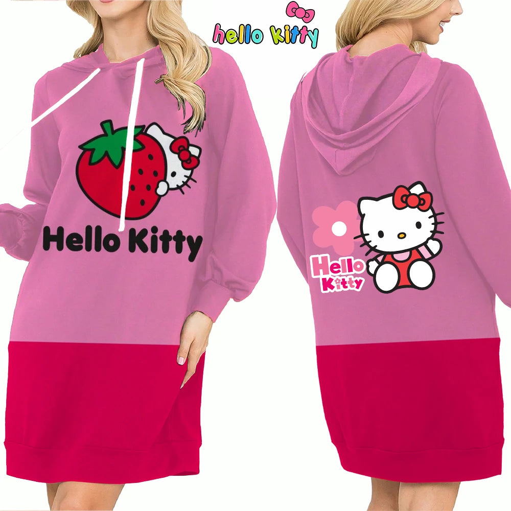 Hello Kitty Top Y2k Clothes S-3XL Kawaii 2025 Lovely Autumn/winter Sweatshirts Women's Hoodie Dress Anime Streetwear Hoody Woman