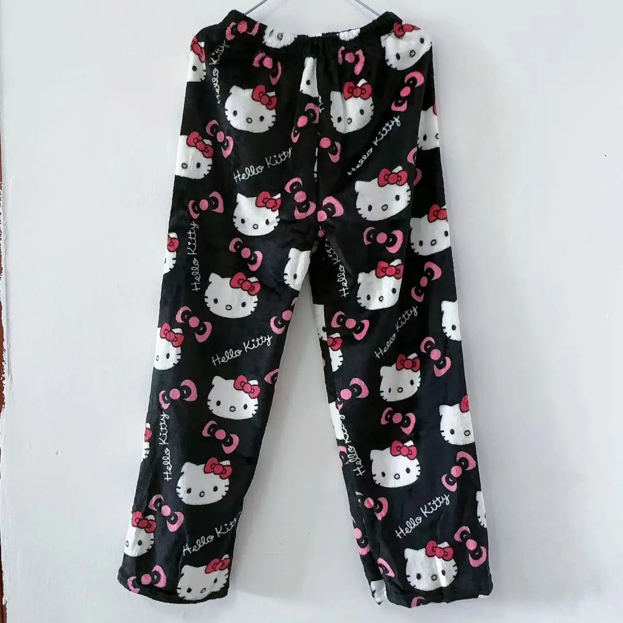 Sanrio Hello Kitty Y2k Kawaii Anime Flannel Pajamas Women'S Warm Woolen Cartoon Casual Home Pants Autumn Winter Fashion Trousers