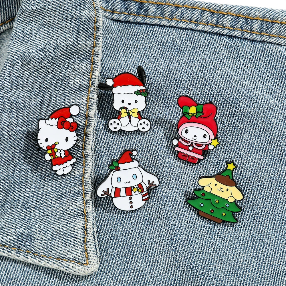 5 Pcs Cartoon My Melody Brooch Fashion Pochacco Hello Kitty Enamel Pin Clothing Hat jewelry Metal Badge Accessories Gift