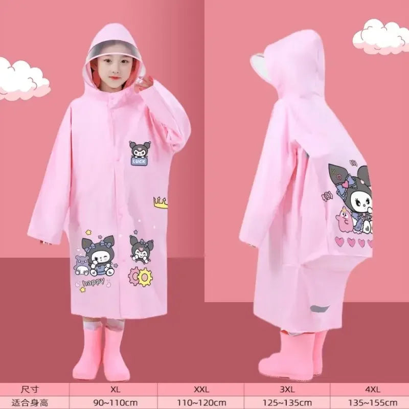 Children's Raincoat Kawaii Thickened Waterproof Poncho Girl Outdoor Camping Hiking Hooded Rain Gear Poncho 3-12 Years Old