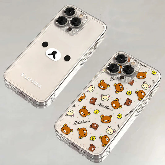 Fashion Cute Cartoon Rilakkuma Bear Phone Case For Samsung S25 S24 S23 S22 S21 S20 Note 20 10 Plus Ultra 5G Clear Soft TPU Cover