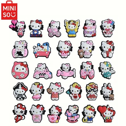 28pcs Hello Kitty Shoe Decorations Accessories Charms For Clogs Bag Bubble Slides Sandals, Gift Idea for Birthday