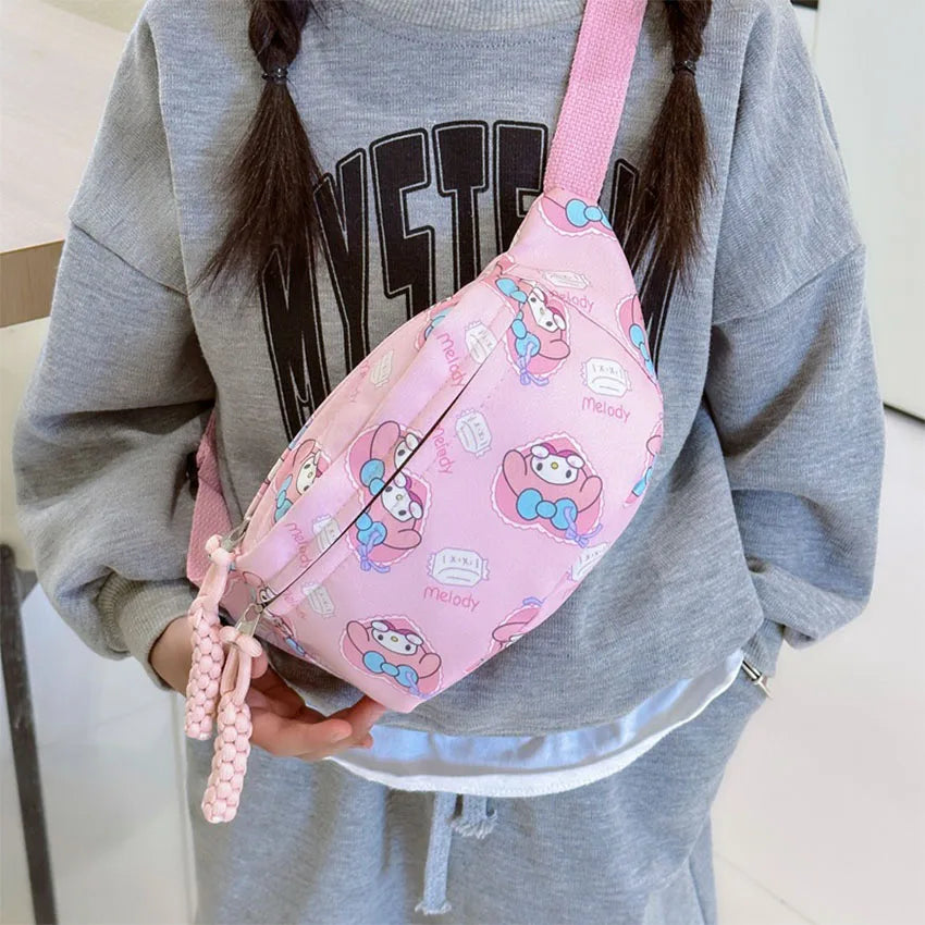 Kuromi Chest Bag Cinnamoroll Crossbody Shoulder Bag Waist Storage Pouch My Melody Hello Kitty Coin Purse Kid Girl Gift