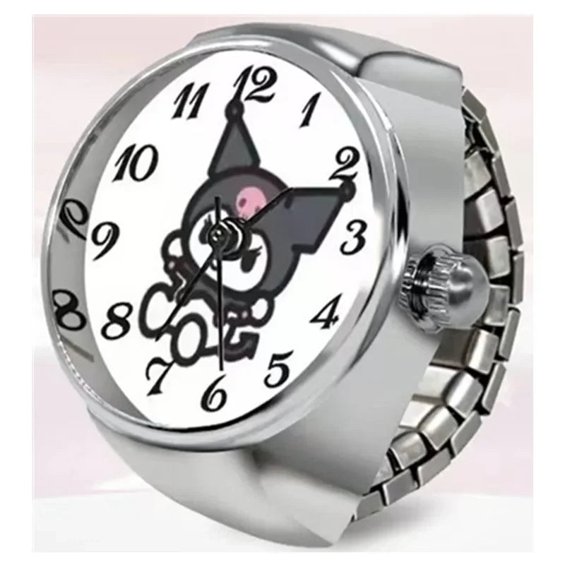 Hello Kitty Watch Ring, Cute Kt Cat Bow, Rhinestone Clock Ring, Girls Jewelry, Kids Gifts, Kawaii Toys