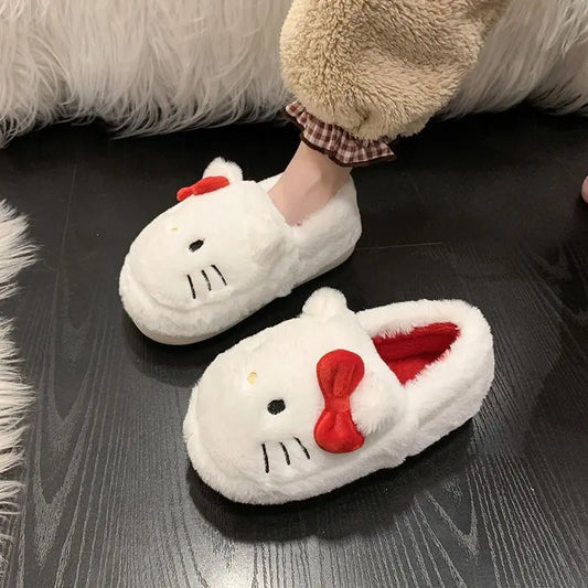 Sanrio Hello Kitty Plush Cotton Slipper Anime Cute Student Room Decor Bathroom Accessories Y2k Cotton Shoes Girl Birthday Gift