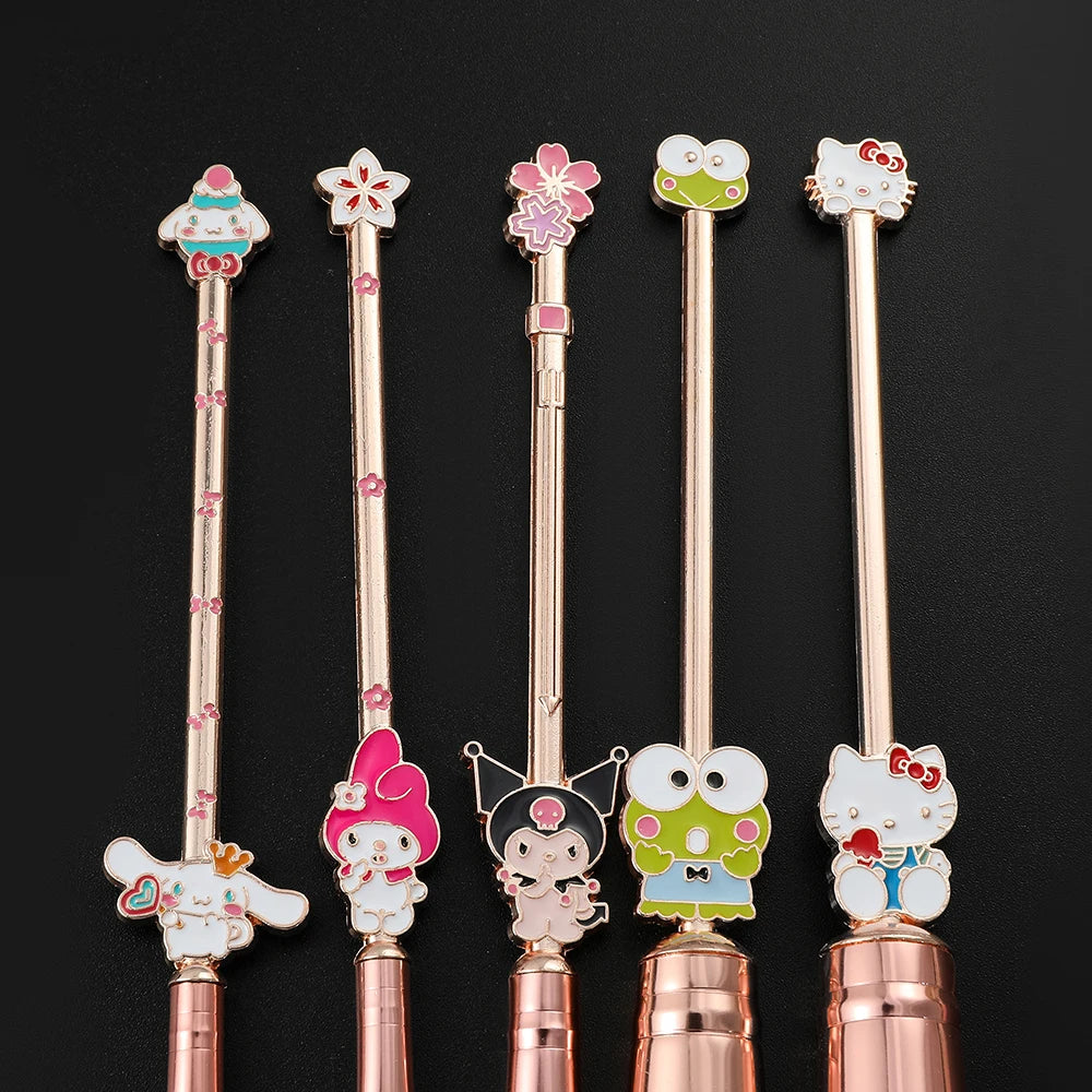 5Pcs/Set Kitty Cat Makeup Brushes Kawaii Cartoon Kuromi Foundation Blending Blush Concealer Eyebrow Powder Brush With Pouch