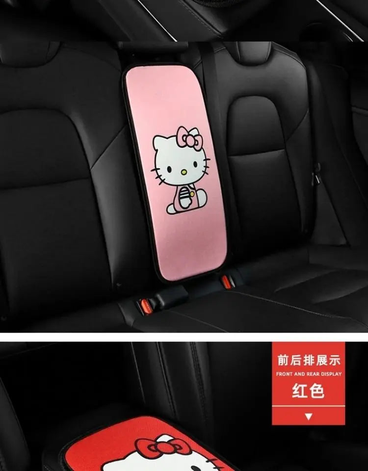 Sanrio Hello Kitty Car Armrest Pad Mat Car Front Rear Center Universal Breathable Mat Cute Anti Slip High-End Interior Decor