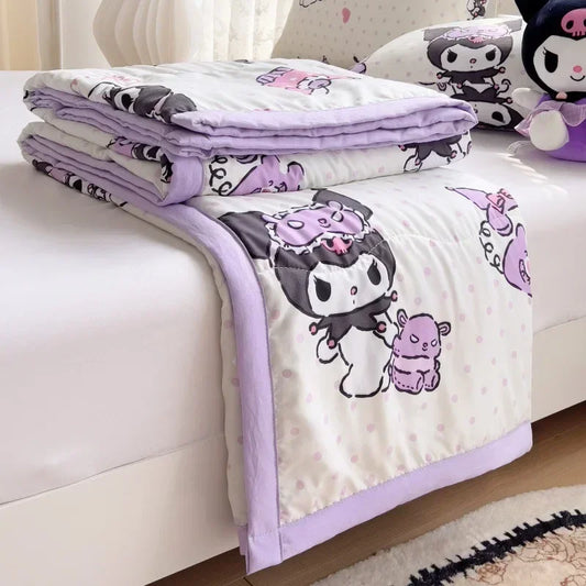 2025 New Summer Air Conditioner Quilt Kuromi Hello Kitty Children's Nap Quilt Office Blanket Cute Class A Washed Cotton