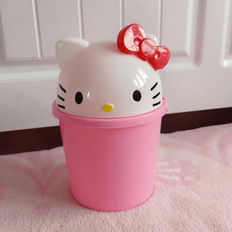 Cute Desktop Can Hello Kitty Trash Kawaii Cartoon Anime Office Living Room Desktop Small Size Trash Storage Toy Girl Gift