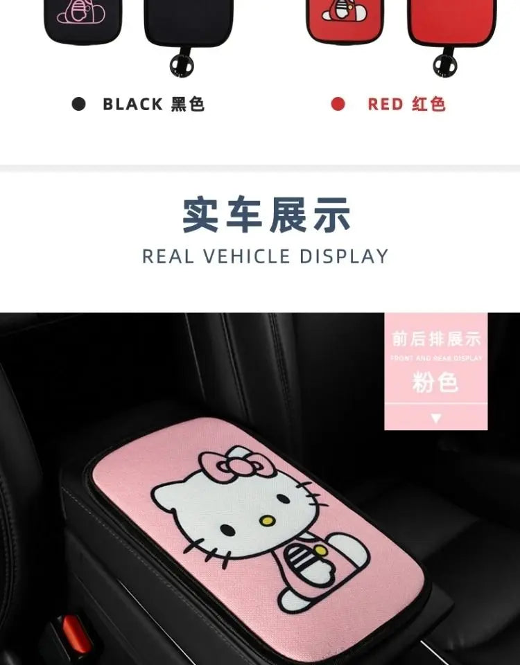 Sanrio Hello Kitty Car Armrest Pad Mat Car Front Rear Center Universal Breathable Mat Cute Anti Slip High-End Interior Decor