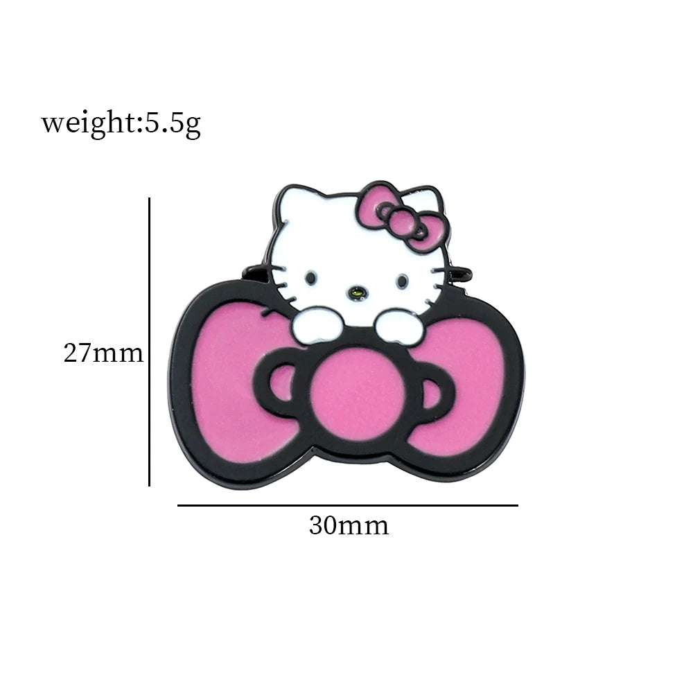 Anime Kitty Cat Enamel Brooch for Backpack Accessories Cute Kuromi Pochacco Metal Button Pins Jacket Badge Jewelry Accessories