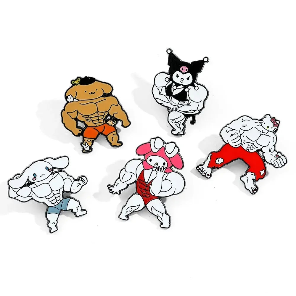 Kuromi brooch cute cartoon muscle my melody and hello kitty bodybuilding king kong barbie kawaii jewelry