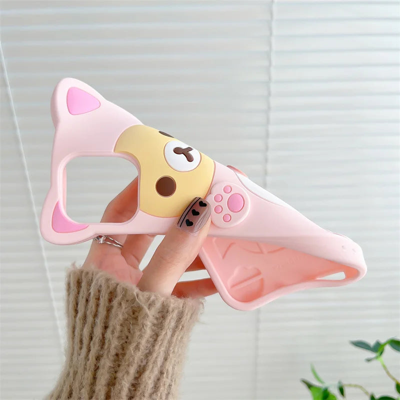 3D Cute Cartoon Pink Bear Soft Silicone Case for iPhone 14 13 11 12 Pro Max Mini XS XR X 6 6s 8 7 Plus 5 5s SE 2020 2022 Cover