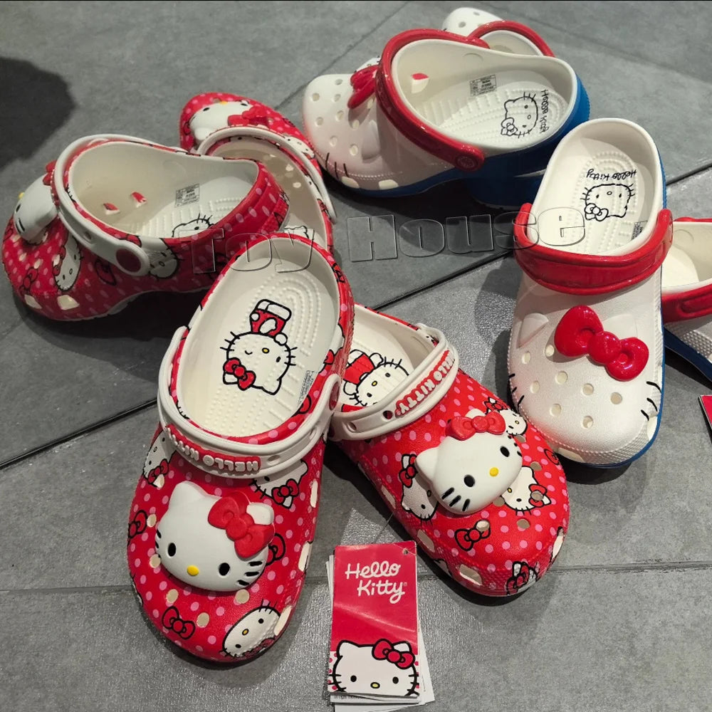 Hello Kitty Hole Sandals Slippers Kt Cat Sandals Kawaii Eva Anime Home Beach Shoes Summer Slippers Adult Kids Gift