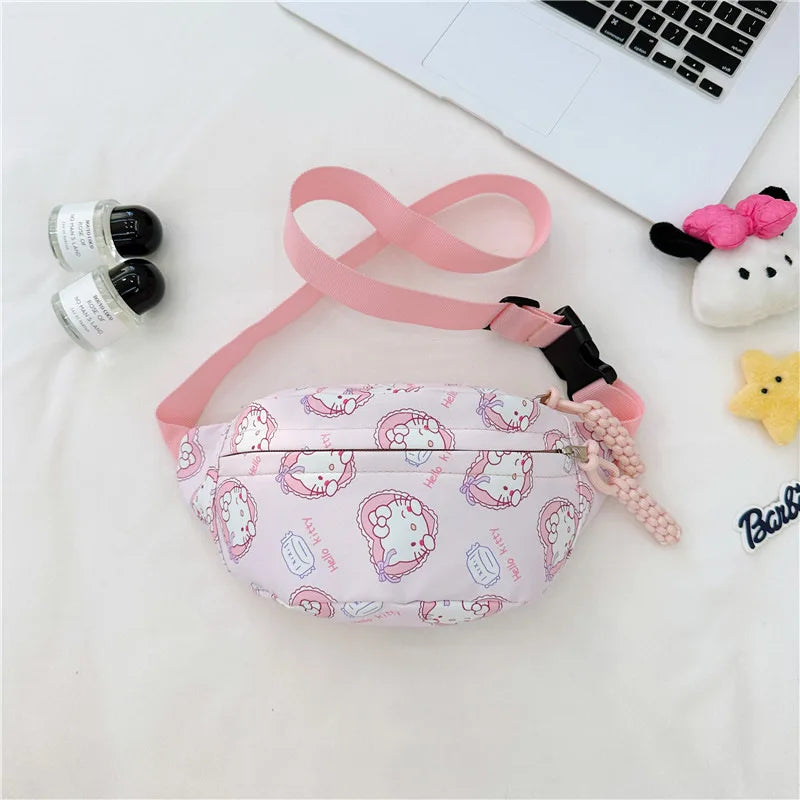 Kawaii Chest Bag Cinnamoroll Kuromi Phone Package Shoulder Bag Waist Storage Pouch My Melody Hello Kitty Coin Purse Gift