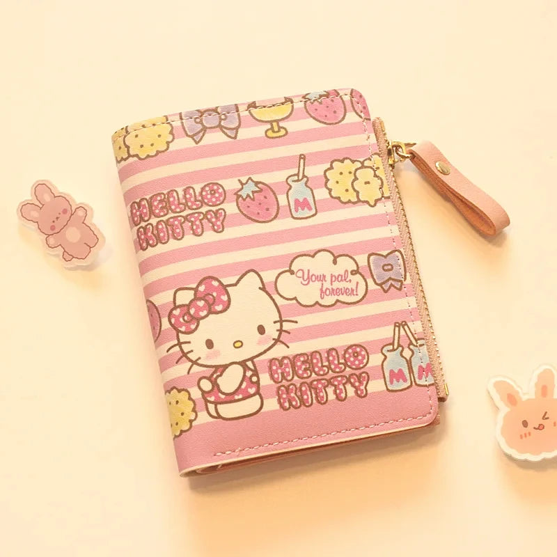 Cute Wallet Hello Kitty Coin Purse Kawaii Leather Card Holder Women Pu Casual Money Card Bag Kids Birthday Gift for Girls