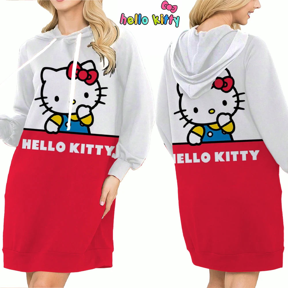 Hello Kitty Top Y2k Clothes S-3XL Kawaii 2025 Lovely Autumn/winter Sweatshirts Women's Hoodie Dress Anime Streetwear Hoody Woman