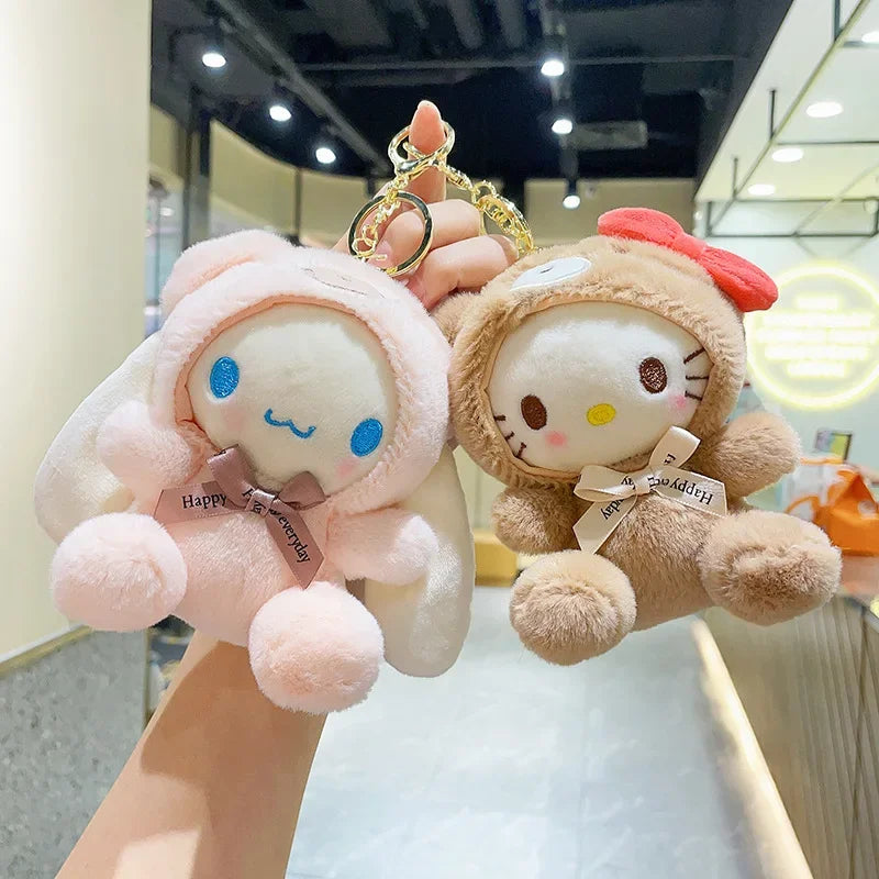 Cross-dressing Cute Kawaii Hello Kitty My Melody Cinnamoroll Bag Plush Pendant Doll Doll Cartoon Keychain Doll Toy Gift