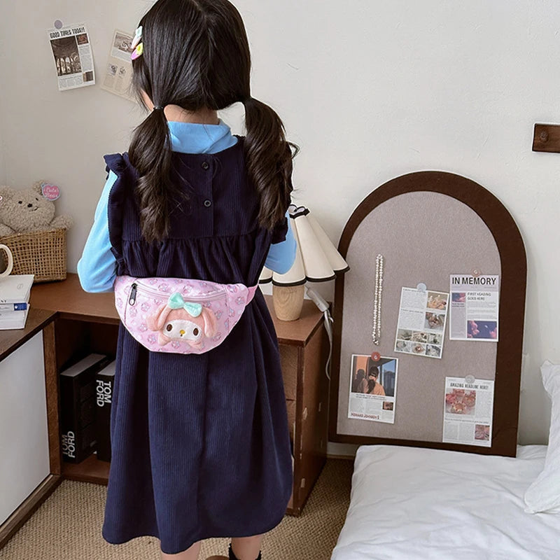 Kawaii Cinnamoroll Chest Backpack Hello Kitty Kuromi Messenger Bag My Melody Waist Pack Mobile Phone Bag Purses Kid Gift