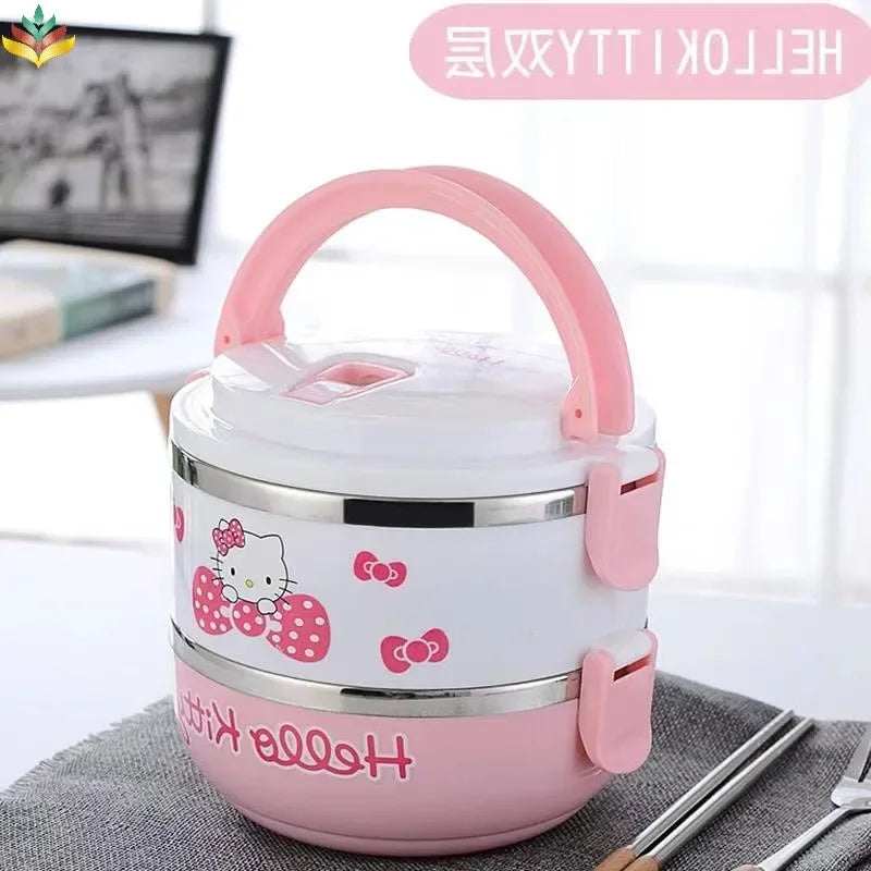 Hello Kitty Lunch Box Lunch Bag Kawaii Portable for School Kids Picnic Bento Box Food Box with Compartments Storage Containers