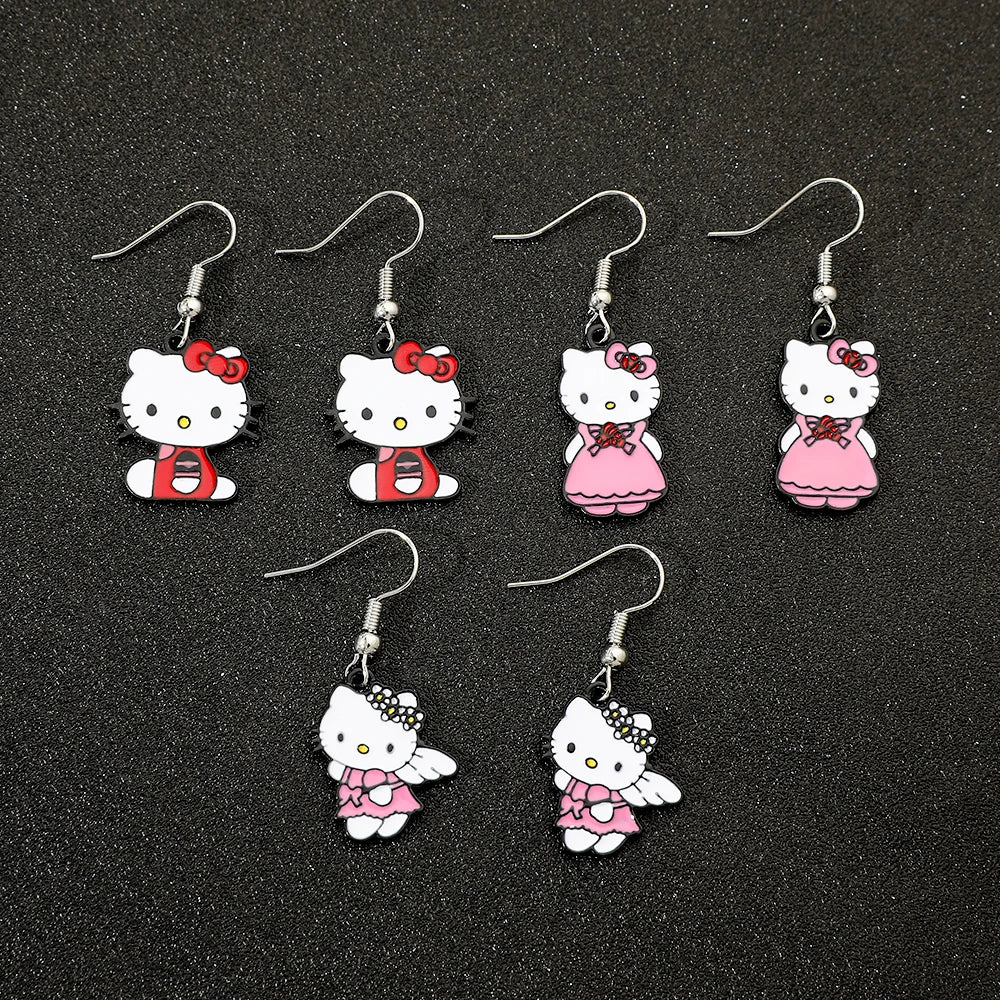 Cartoon Hello Kitty Diverse Modelling Earrings Personalized Girls Dress Up Youth Cute Campus Style Earrings Gift