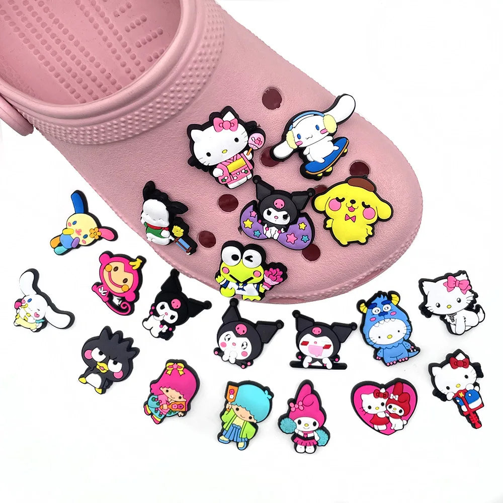 Sanrio Series Suit Shoe Charms Hellokitty Kuromi My Melody Set Shoe Charms for Clogs Shoe Accessories Charms for Friends Gifts