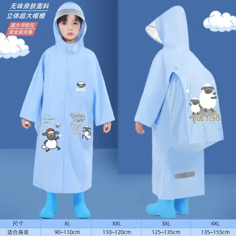 Children's Raincoat Kawaii Thickened Waterproof Poncho Girl Outdoor Camping Hiking Hooded Rain Gear Poncho 3-12 Years Old