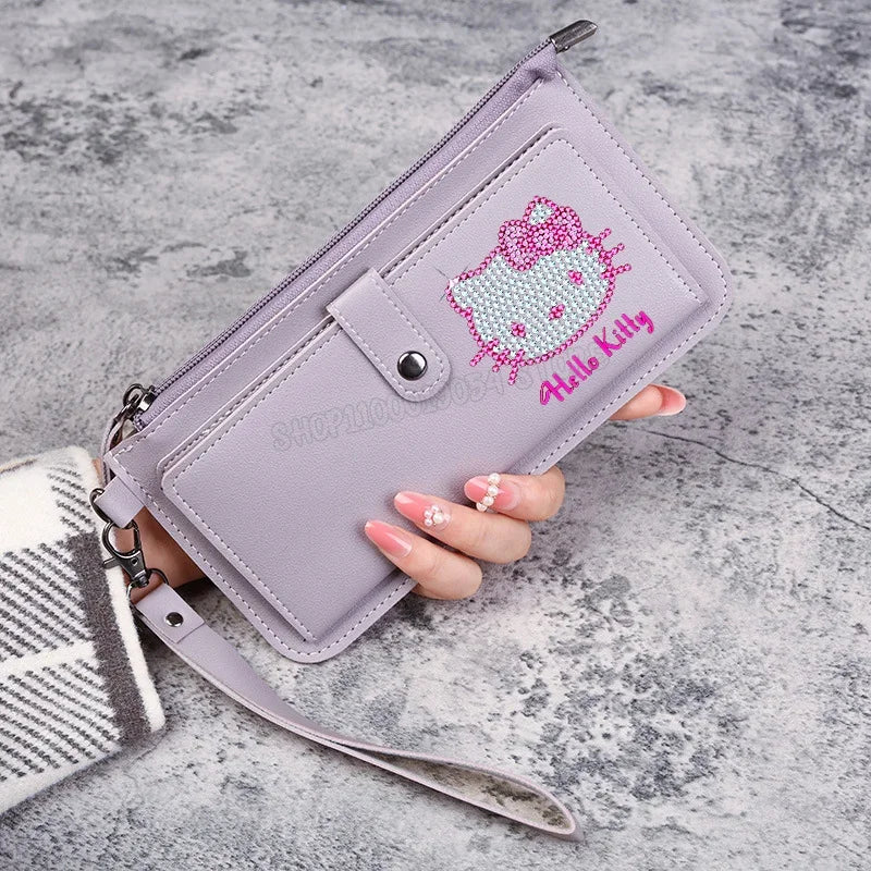 Hello Kitty Women Wallets PU Leather Female Purse Multi-Cards Holder Coin Foldable Wallet Zipper Billfold Hipster Credit Gift