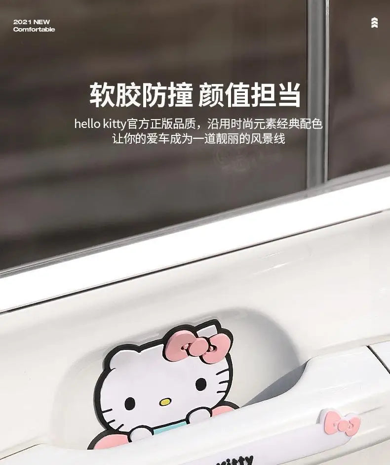 Kawaii Sanrio Cute Cartoon Car Door Anti-Collision Sticker Hello Kitty Transparent Collision Strip Decoration Car Accsesories