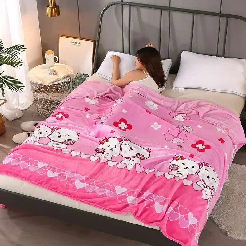 hello kitty flannel air conditioning blanket student single blanket bed sheet girl spring and autumn pure quilt