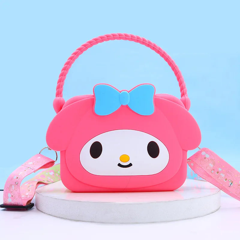 Bag Kawaii Hello Kitty Cinnamoroll Silica Gel Shoulder Bags Kuromi My Melody Coin Purse for Girl Cute Doll Handbag Gift